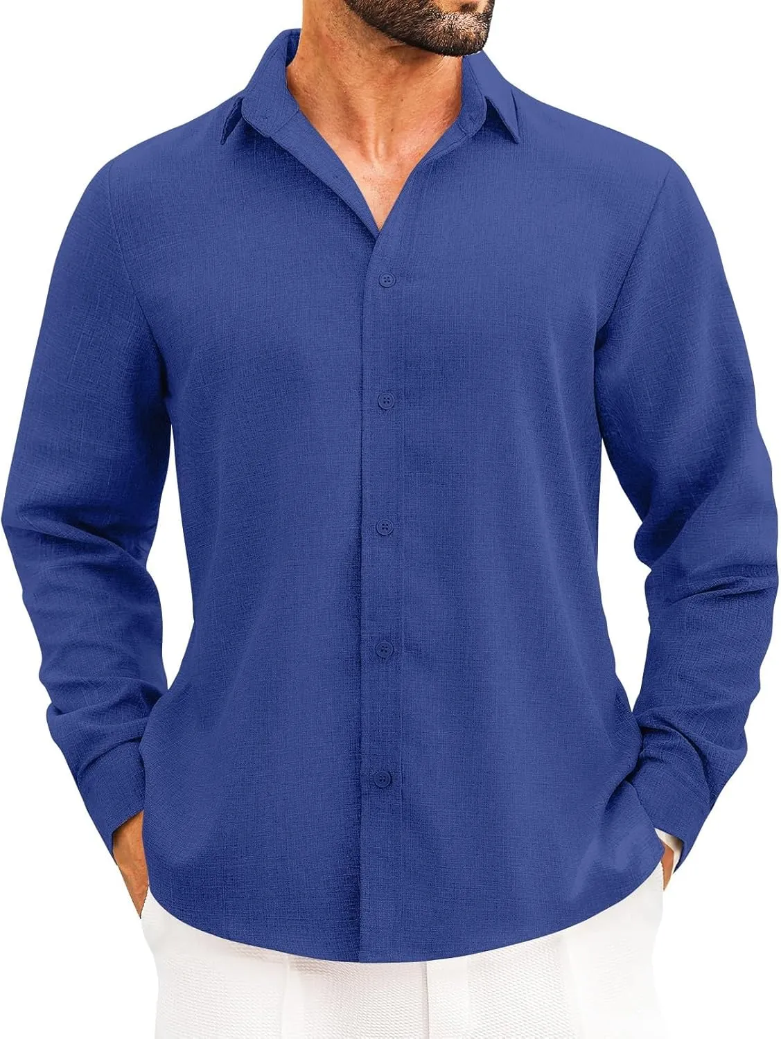 2025 Mens Linen Shirts Casual Button Down Shirts Long Sleeve Roll-Up Sleeve Summer Beach Blouses Tops with Hood