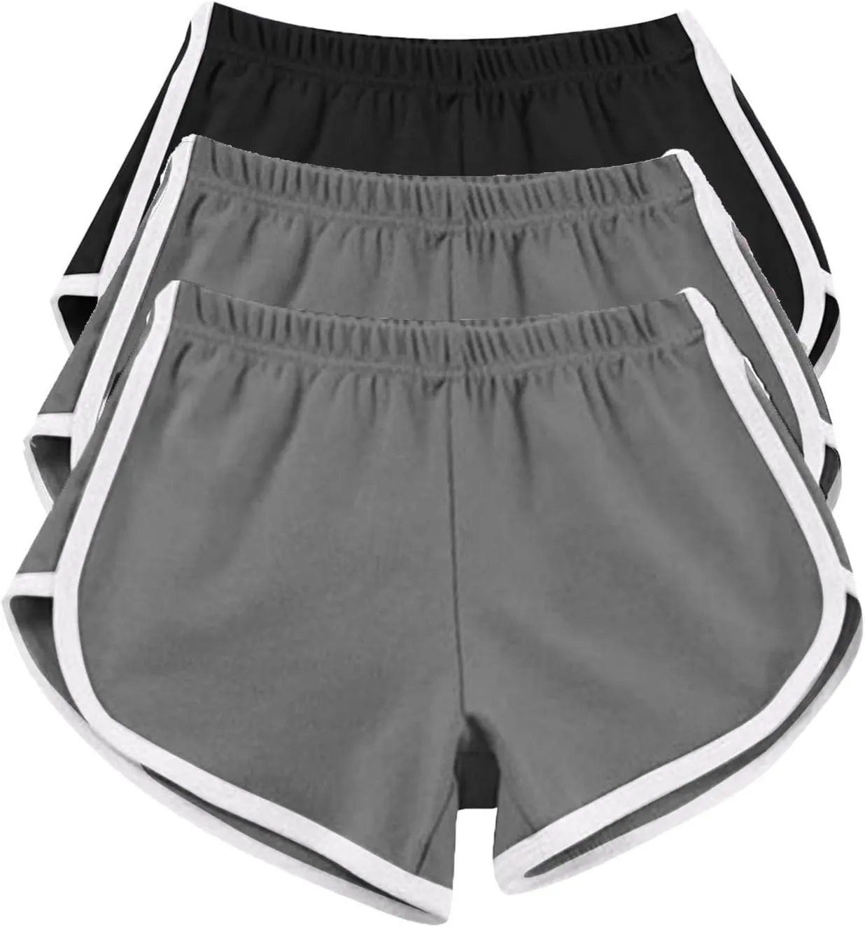 3 Pack Womens Workout Shorts Elastic Waist Casual Summer Beach Yoga Shorts Athletic Active Lightweight Running Gym Shorts