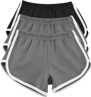 3 Pack Womens Workout Shorts Elastic Waist Casual Summer Beach Yoga Shorts Athletic Active Lightweight Running Gym Shorts