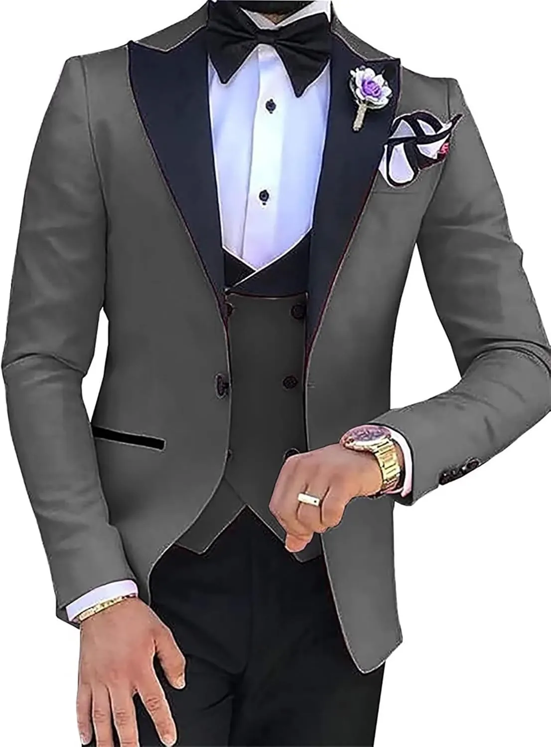 3 Piece Men's Suit Slim Fit One Button Blazer Pants Formal Business Wedding Prom Suits
