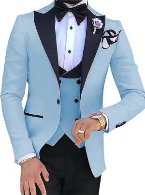 3 Piece Men's Suit Slim Fit One Button Blazer Pants Formal Business Wedding Prom Suits
