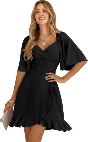 3/4 Sleeve Layered Tunic - V-Neck Loose Fit Summer Office Blouse