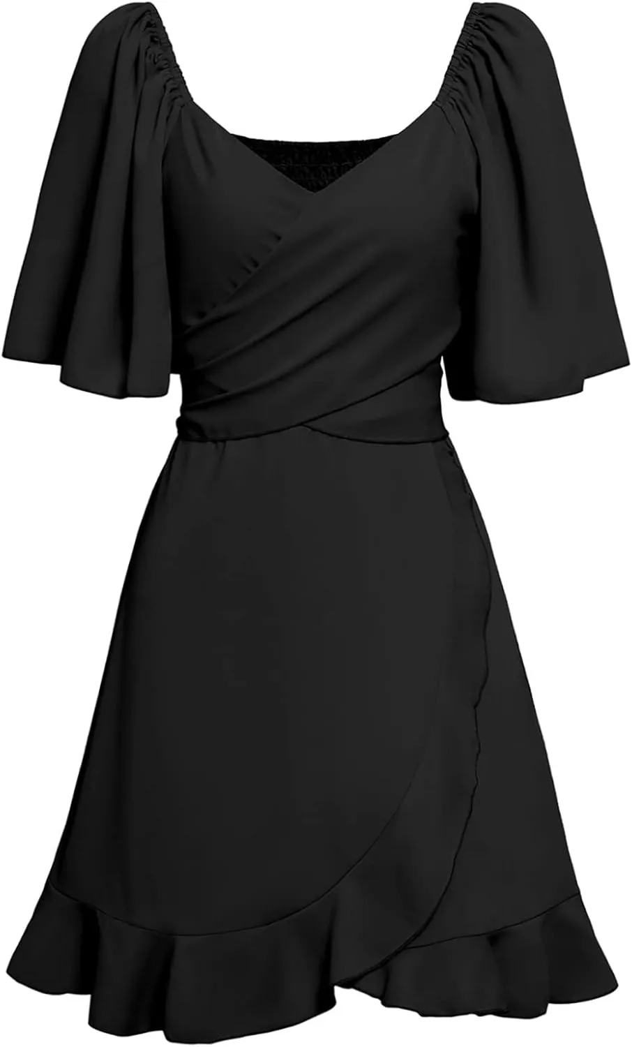 3/4 Sleeve Layered Tunic - V-Neck Loose Fit Summer Office Blouse