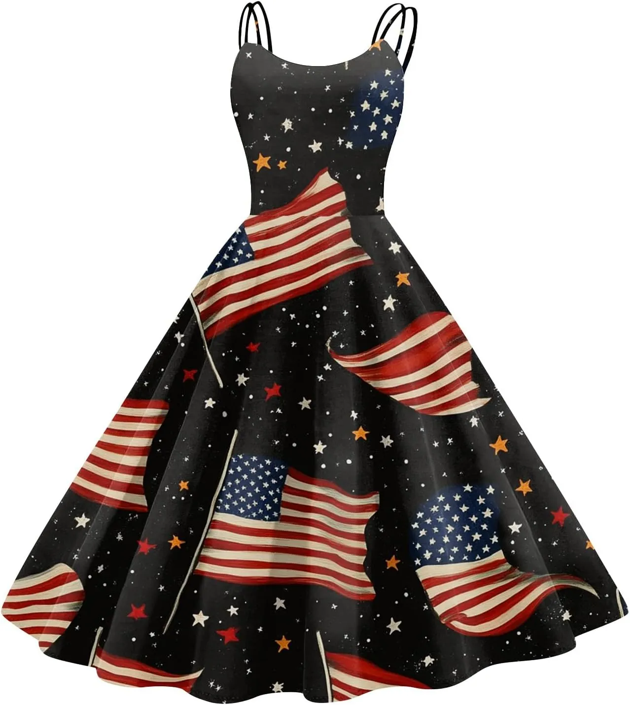 4Th of July Dress Women Plus Size Midi Red White and Blue Dresses Sleeveless Patriotic Dress Holiday Festival Dresses