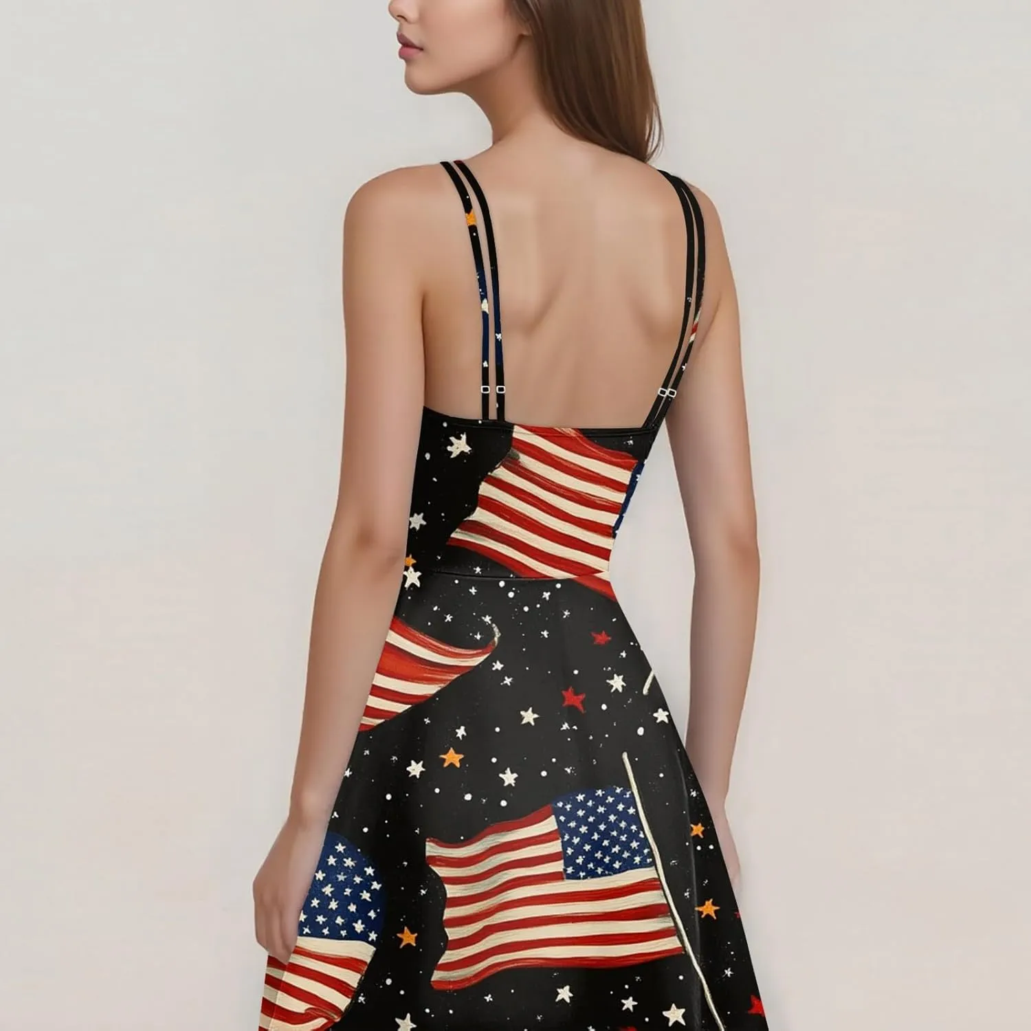 4Th of July Dress Women Plus Size Midi Red White and Blue Dresses Sleeveless Patriotic Dress Holiday Festival Dresses