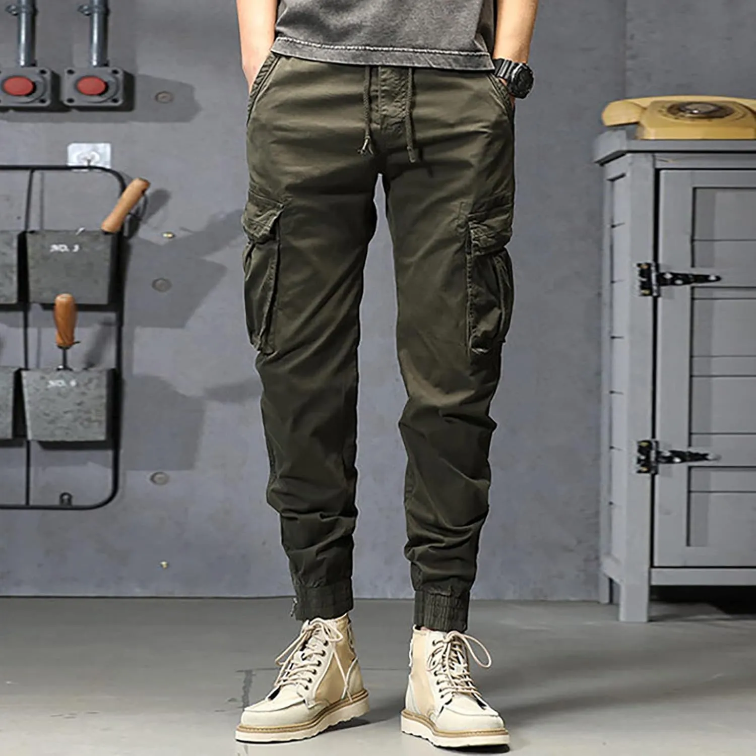 aihihe Cargo Pants and Shorts for Men Relaxed fit Mens 5 Pocket Work Pants Baggy Linen Pant Golf Pants for Men Relaxed fit