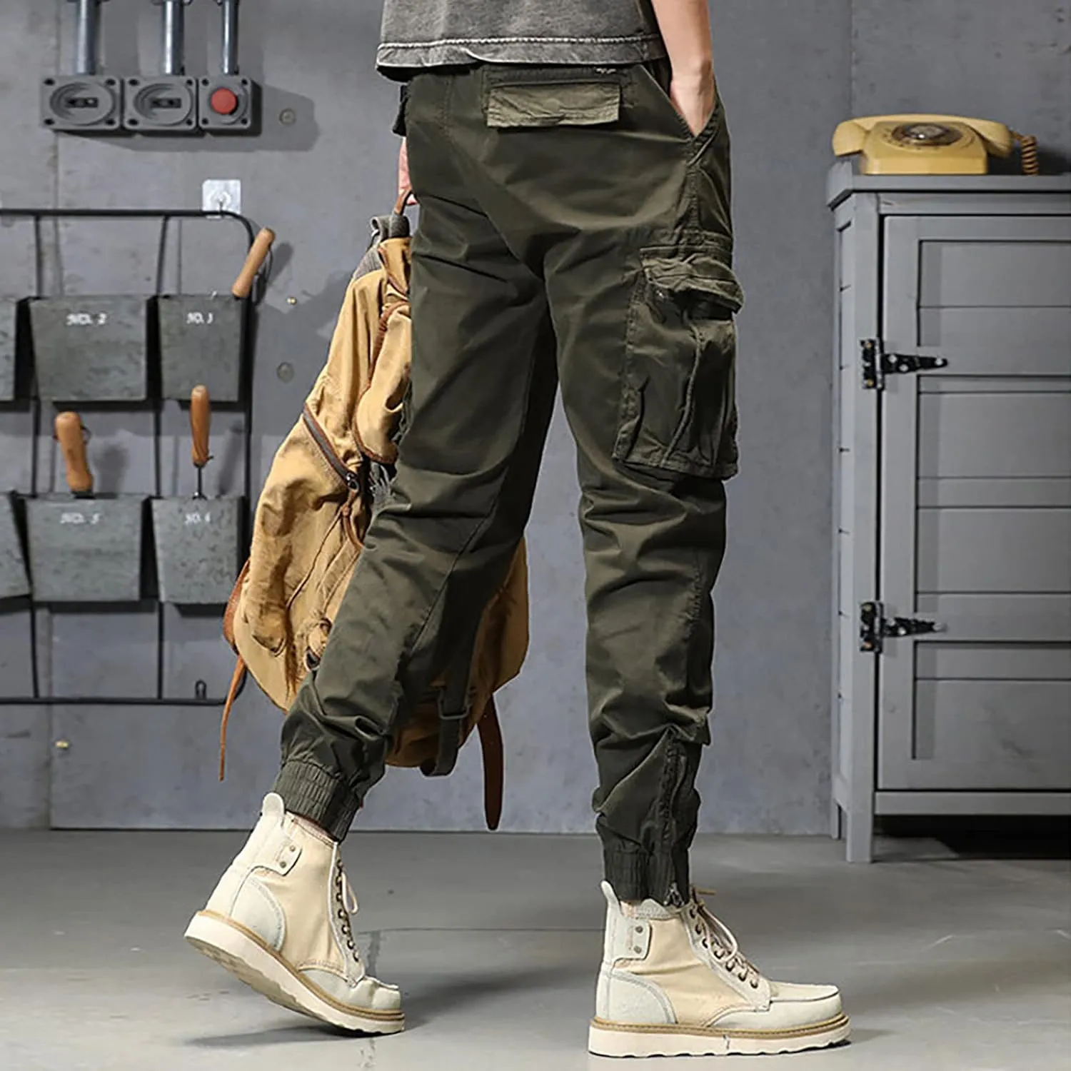 aihihe Cargo Pants and Shorts for Men Relaxed fit Mens 5 Pocket Work Pants Baggy Linen Pant Golf Pants for Men Relaxed fit