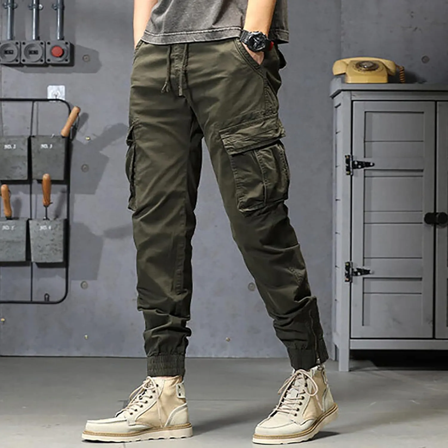 aihihe Cargo Pants and Shorts for Men Relaxed fit Mens 5 Pocket Work Pants Baggy Linen Pant Golf Pants for Men Relaxed fit