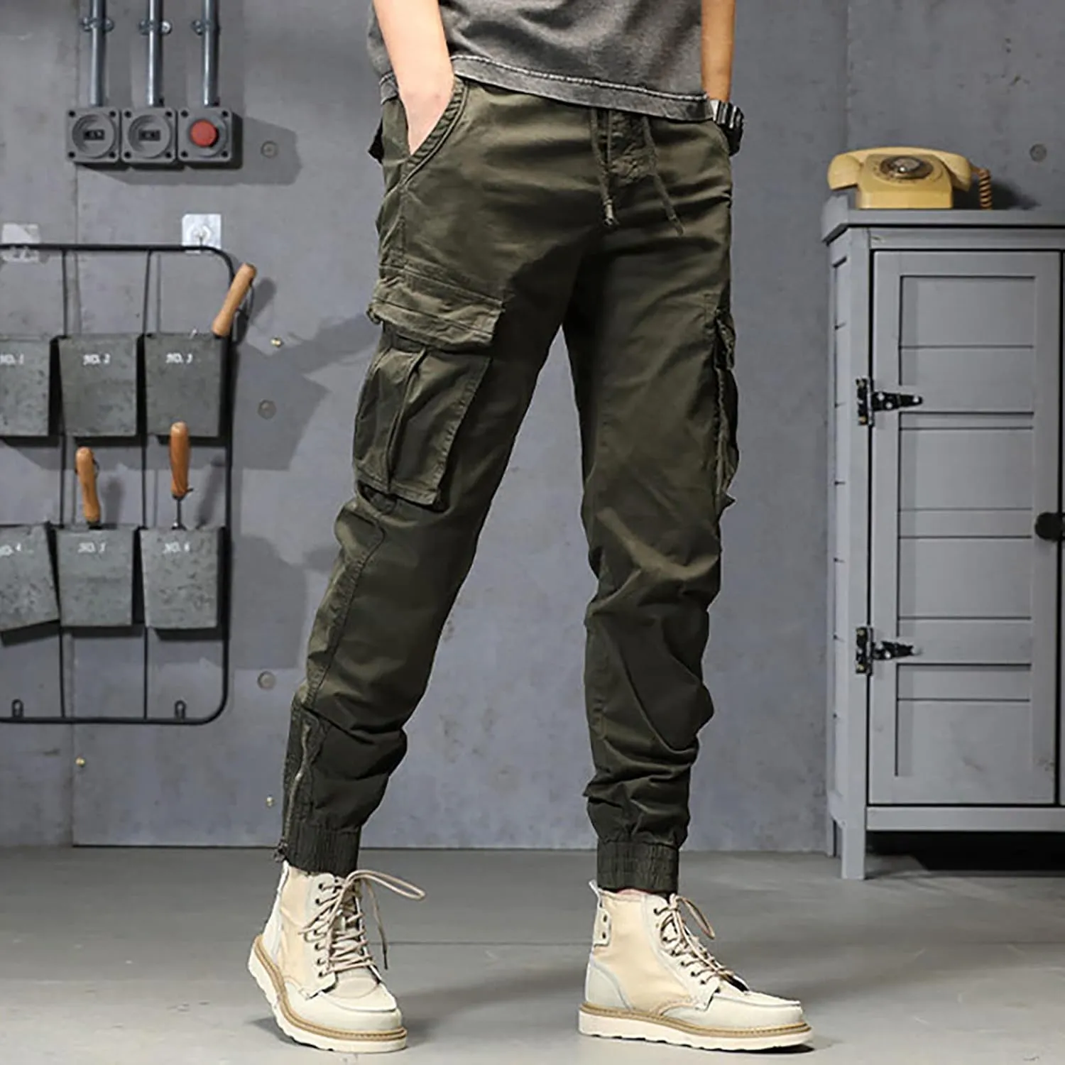 aihihe Cargo Pants and Shorts for Men Relaxed fit Mens 5 Pocket Work Pants Baggy Linen Pant Golf Pants for Men Relaxed fit