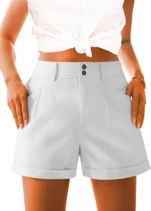 AWULIFFAN Womens Casual High Waist Denim Shorts Relaxed Fit Rolled Hem Jean Shorts with Pockets