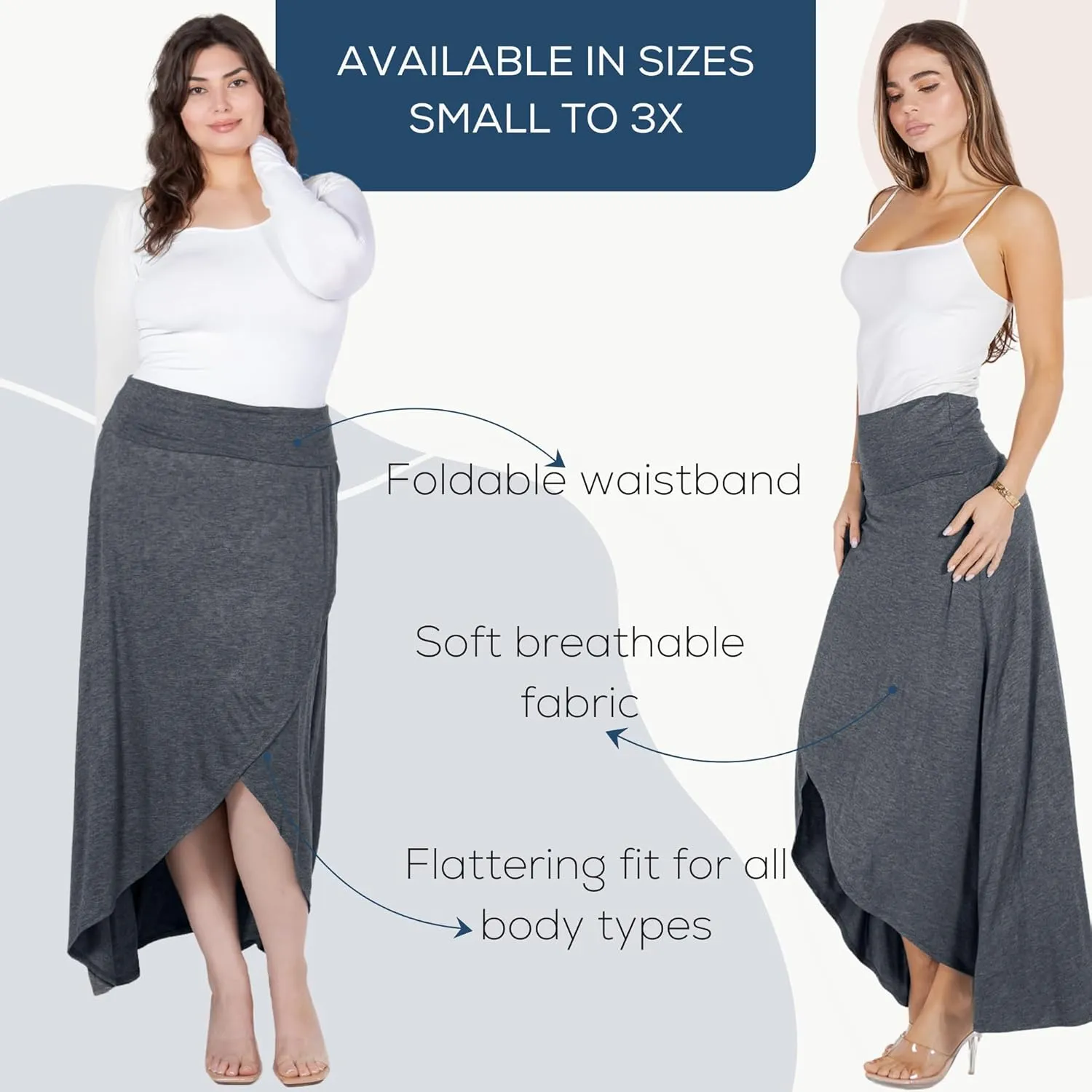 Azules High-Low Ruffle Hem Maxi Skirt (Standard & Plus Size)