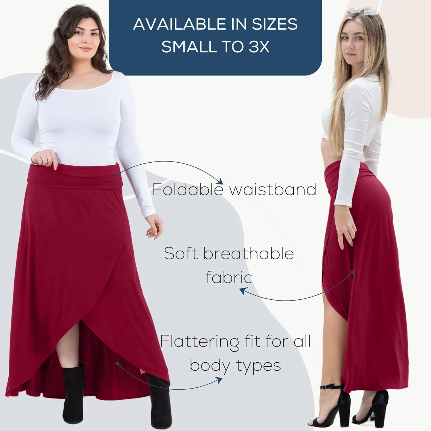 Azules High-Low Ruffle Hem Maxi Skirt (Standard & Plus Size)
