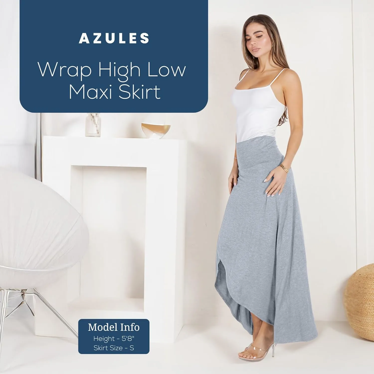 Azules High-Low Ruffle Hem Maxi Skirt (Standard & Plus Size)