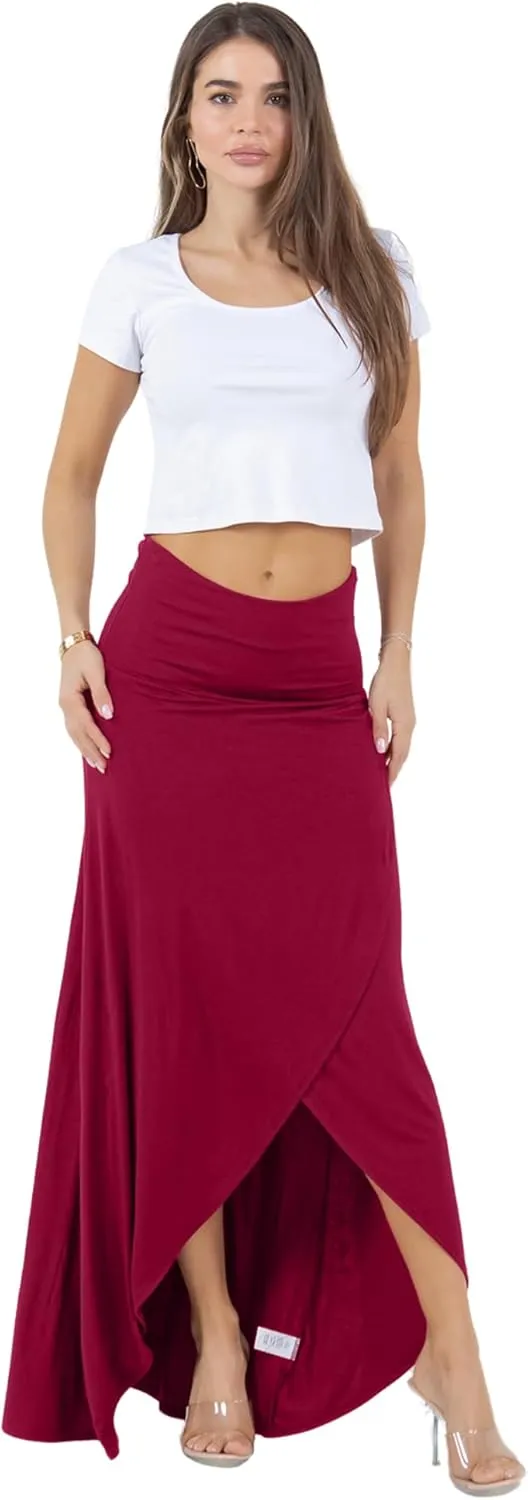 Azules High-Low Ruffle Hem Maxi Skirt (Standard & Plus Size)