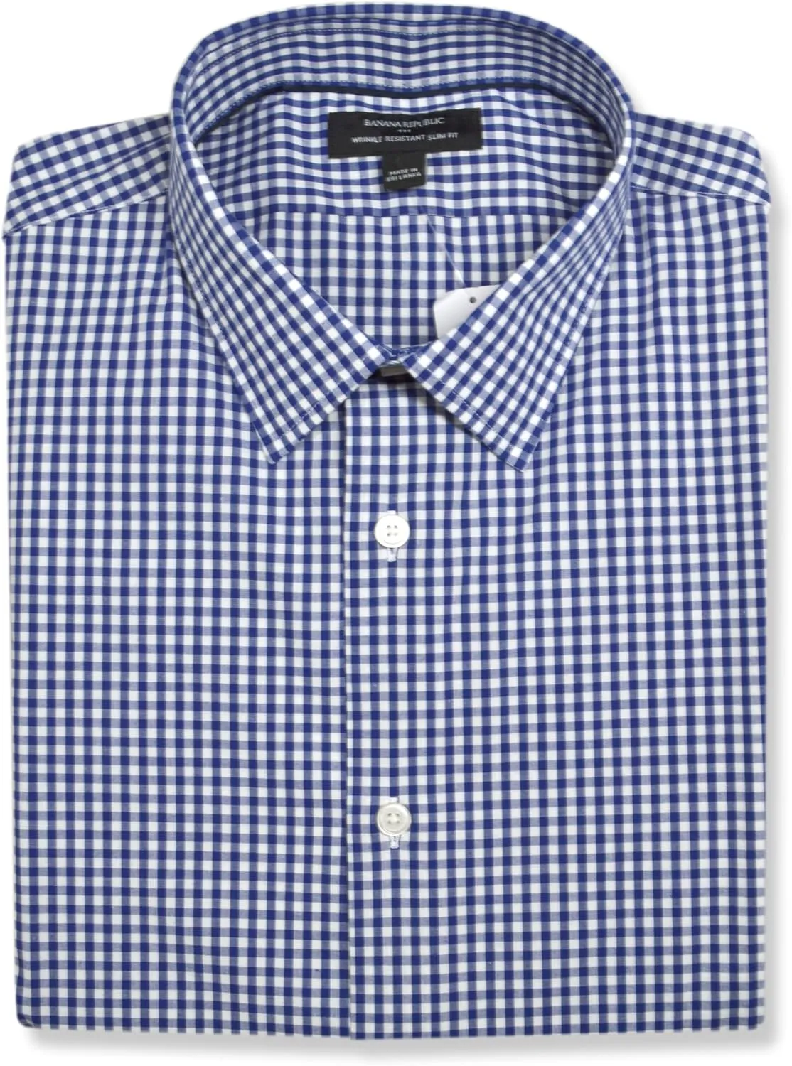 Banana Republic Mens 708966 Slim Fit Cotton Blend Non Iron Button Down Dress Shirt,