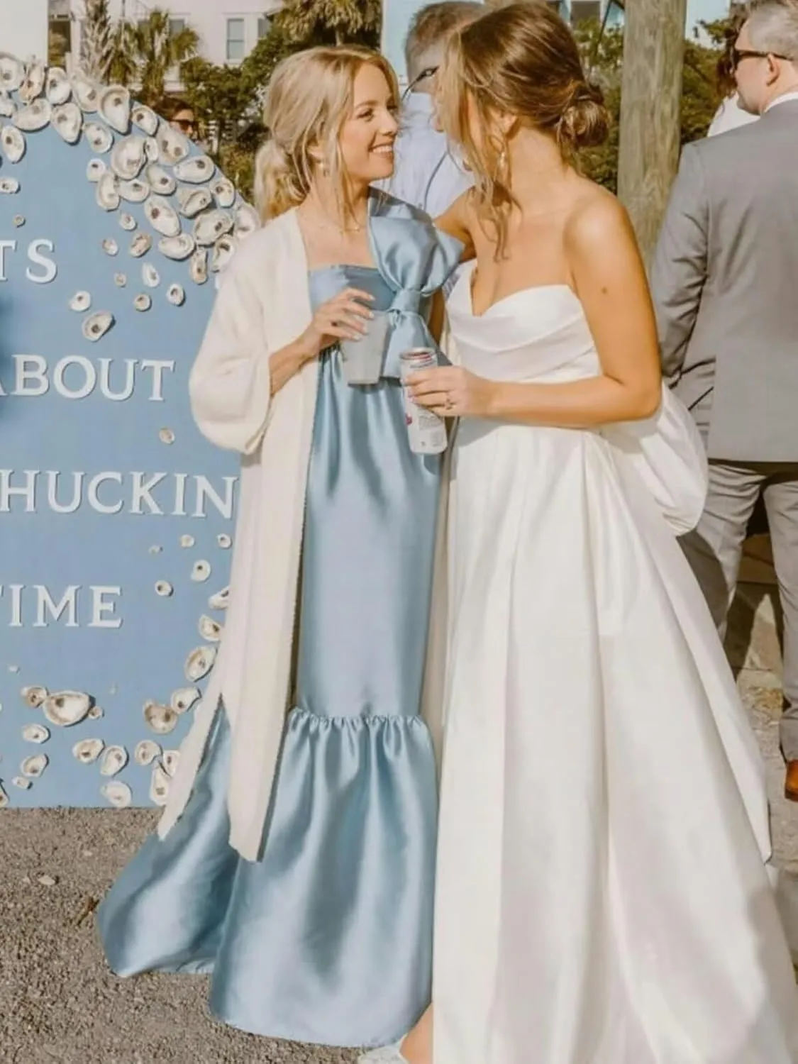 BANTRATIC One Shoulder Bridesmaid Dresses with Bow Pocket Empire Waist Maternity Dresses Formal Wedding Guest Party Gown