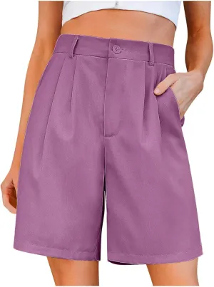 Bermuda Shorts for Women Knee Length Dress Shorts High Waist Wide Leg Suit Tailored Shorts Casual Office Work Shorts