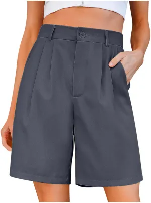 Bermuda Shorts for Women Knee Length Dress Shorts High Waist Wide Leg Suit Tailored Shorts Casual Office Work Shorts