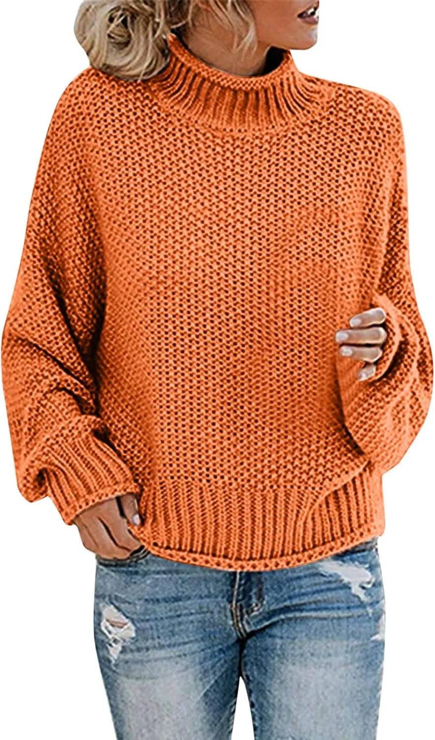 Black Turtleneck Women 2024 Batwing Sleeve Loose Oversized Sweater Chunky Knitted Pullover Jumper Tops