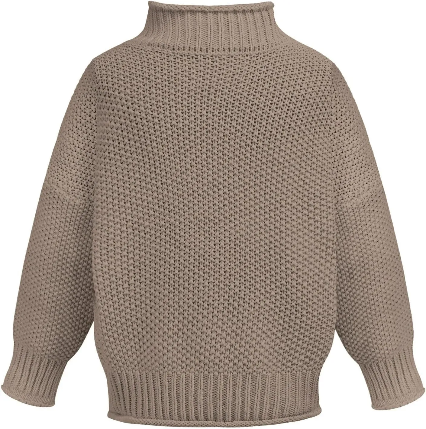 Black Turtleneck Women 2024 Batwing Sleeve Loose Oversized Sweater Chunky Knitted Pullover Jumper Tops