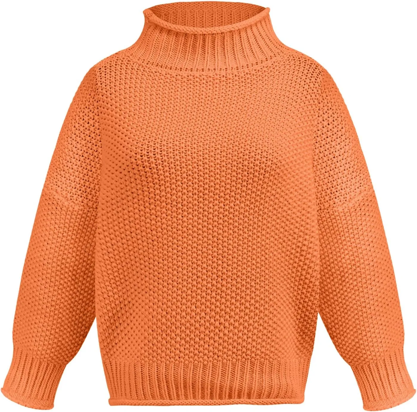 Black Turtleneck Women 2024 Batwing Sleeve Loose Oversized Sweater Chunky Knitted Pullover Jumper Tops