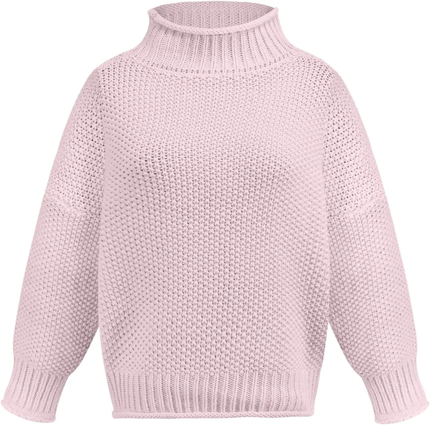 Black Turtleneck Women 2024 Batwing Sleeve Loose Oversized Sweater Chunky Knitted Pullover Jumper Tops