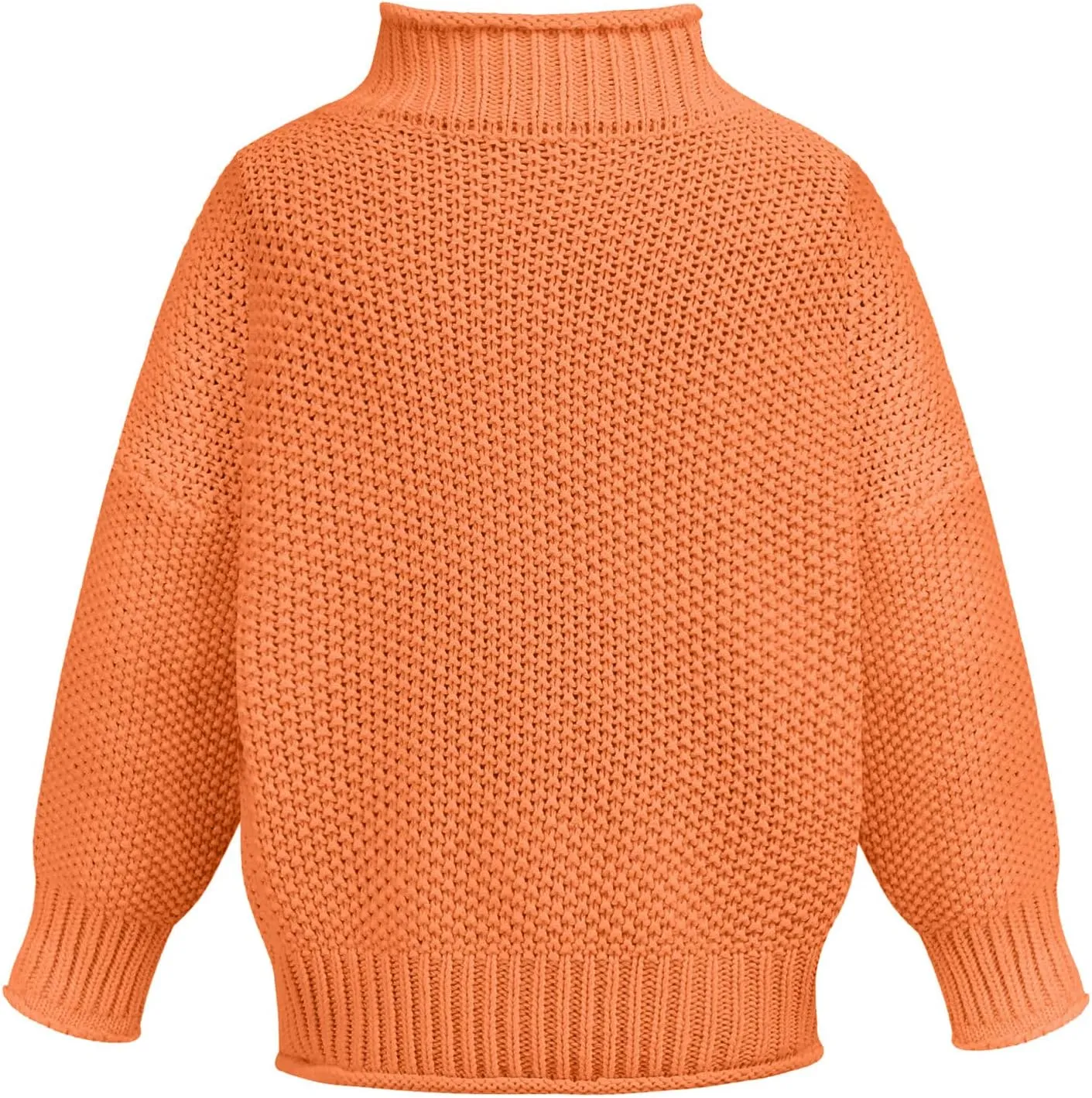 Black Turtleneck Women 2024 Batwing Sleeve Loose Oversized Sweater Chunky Knitted Pullover Jumper Tops