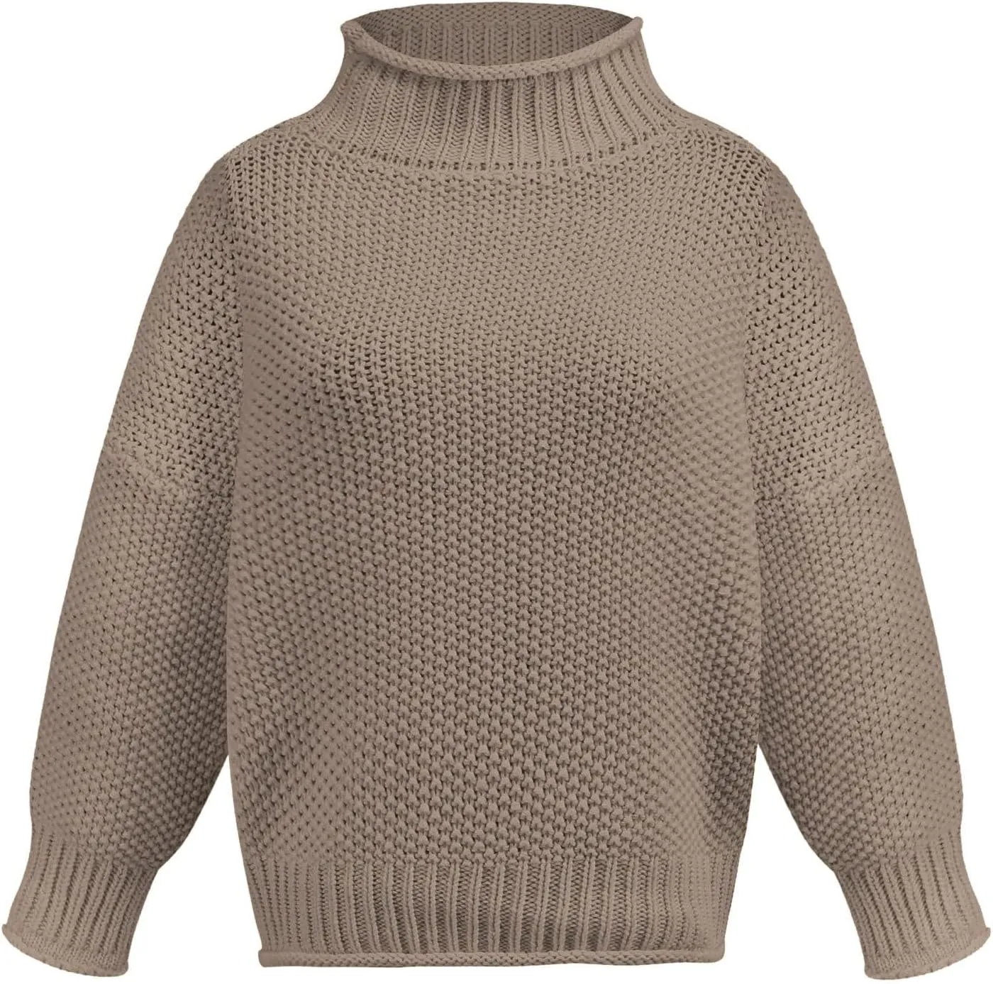Black Turtleneck Women 2024 Batwing Sleeve Loose Oversized Sweater Chunky Knitted Pullover Jumper Tops