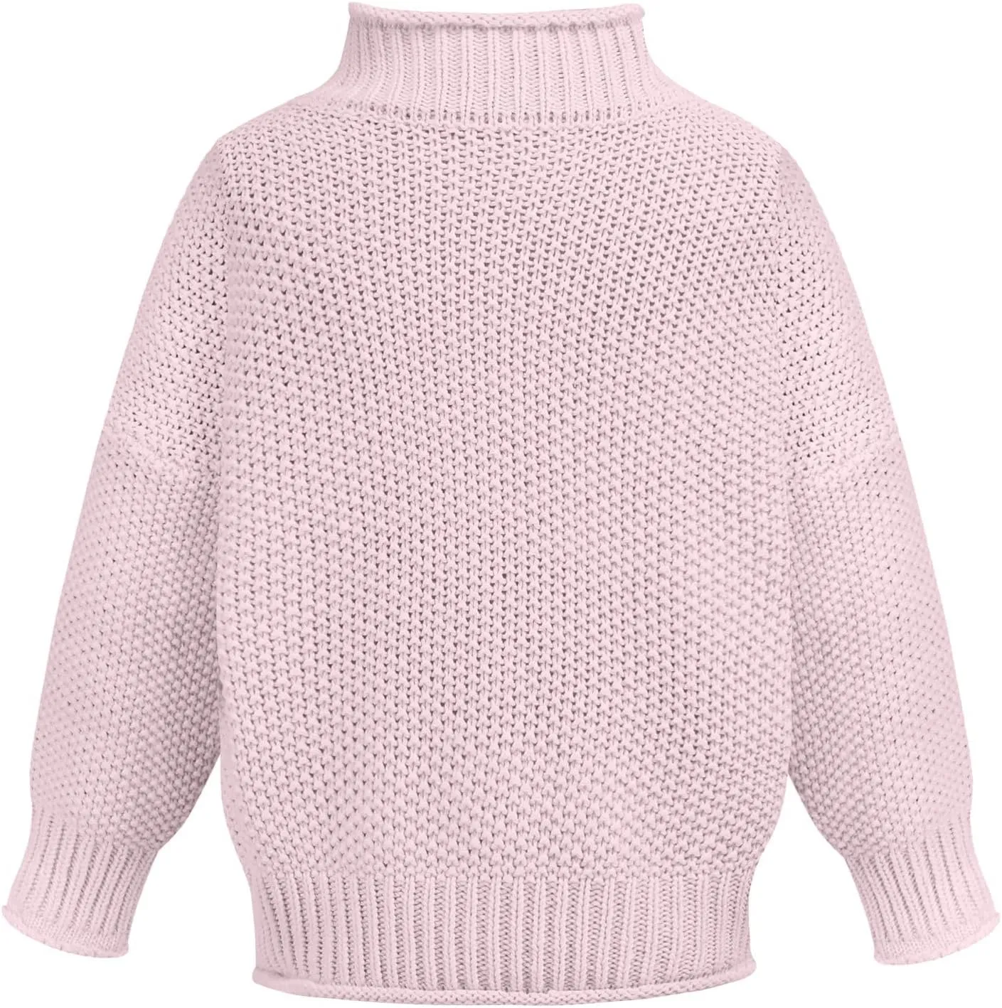 Black Turtleneck Women 2024 Batwing Sleeve Loose Oversized Sweater Chunky Knitted Pullover Jumper Tops