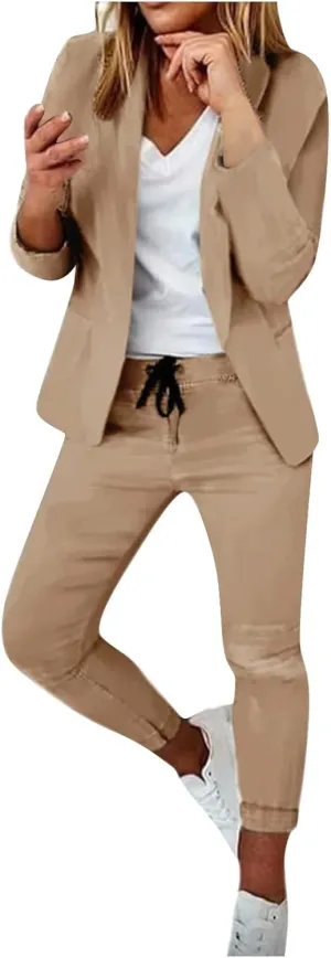 Blazers for Women Business Casual 2025 Open Front Solid Color Blazer Jacket Suit Plus Size Comfy Work Office