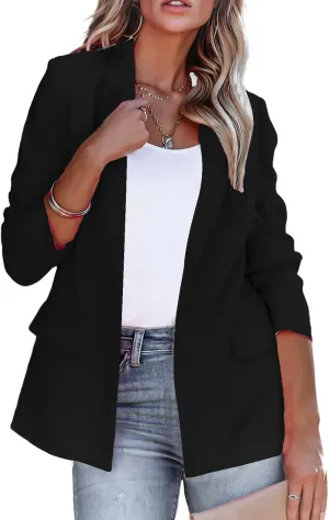Blazers for Women Business Casual Blazers Long Sleeve Open Front Suit Jackets Lapel Button Jacket Work Office Blazer