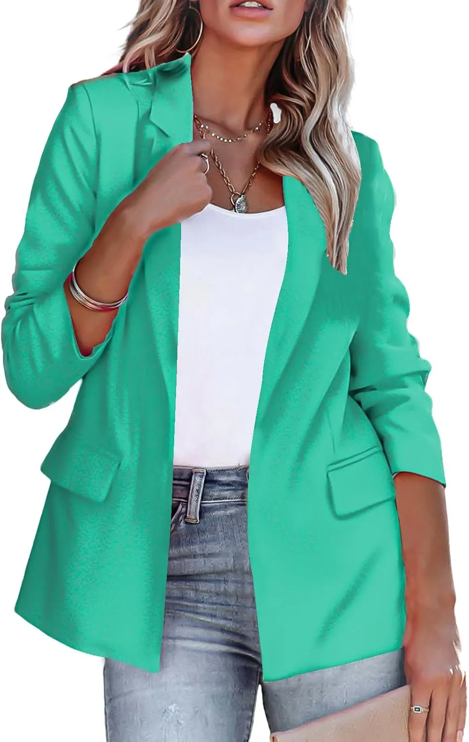 Blazers for Women Business Casual Jackets Open Front Long Sleeve Cardigan Professional Work Suit Jacket Lapel Outfits