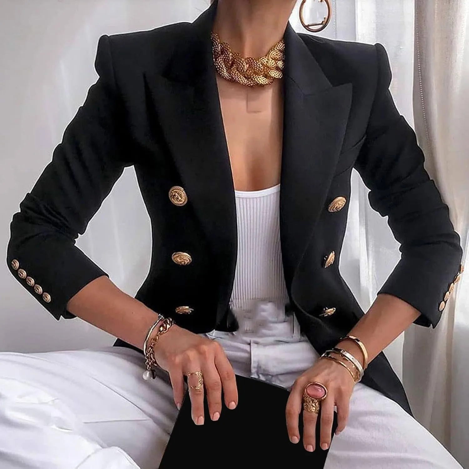 Blazers for Women Business Casual Lapel Open Front Fall Casual Cardigan Jacket Plus Size Comfy Work Office