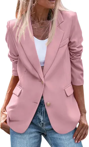Blazers for Women Bussiness Casual Long Sleeve Open Front Blazer Work Office Dressy Suit Jackets with Pockets