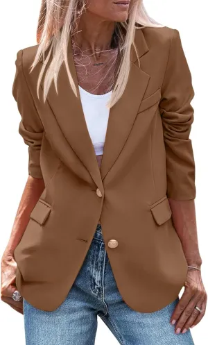 Blazers for Women Bussiness Casual Long Sleeve Open Front Blazer Work Office Dressy Suit Jackets with Pockets