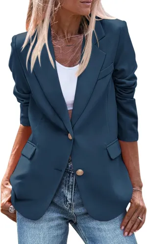 Blazers for Women Bussiness Casual Long Sleeve Open Front Blazer Work Office Dressy Suit Jackets with Pockets