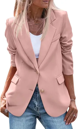 Blazers for Women Bussiness Casual Long Sleeve Open Front Blazer Work Office Dressy Suit Jackets with Pockets