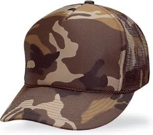 Cameo 5 Panel Brown Camo Poly Foam Mesh Trucker Hat