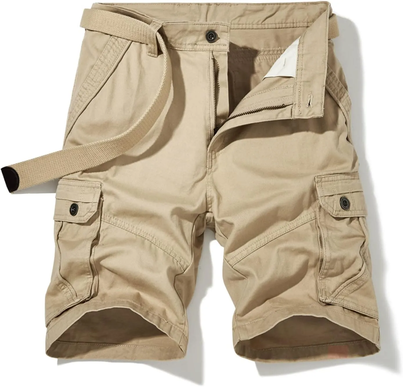 Cargo Shorts for Men 2023 Stylish Buckle Zipper Button Pockets Tooling Shorts Classic Fit Work Utility Shorts