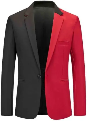 Casual Blazer for Men's Casual Suit Jacket Slim Fit One Button Notched Lapel Business Patchwork Lightweight Jacket