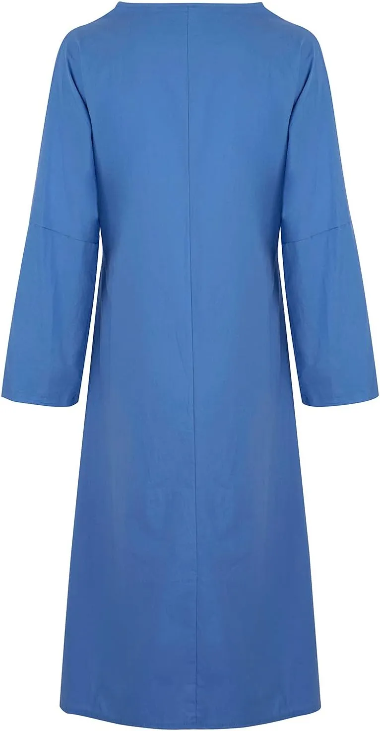 Ceboyel Women Denim Shirt Dresses Casual Loose Maxi Long Dress Half Sleeve Distressed Jean Dress Summer Beach Outfits 2023