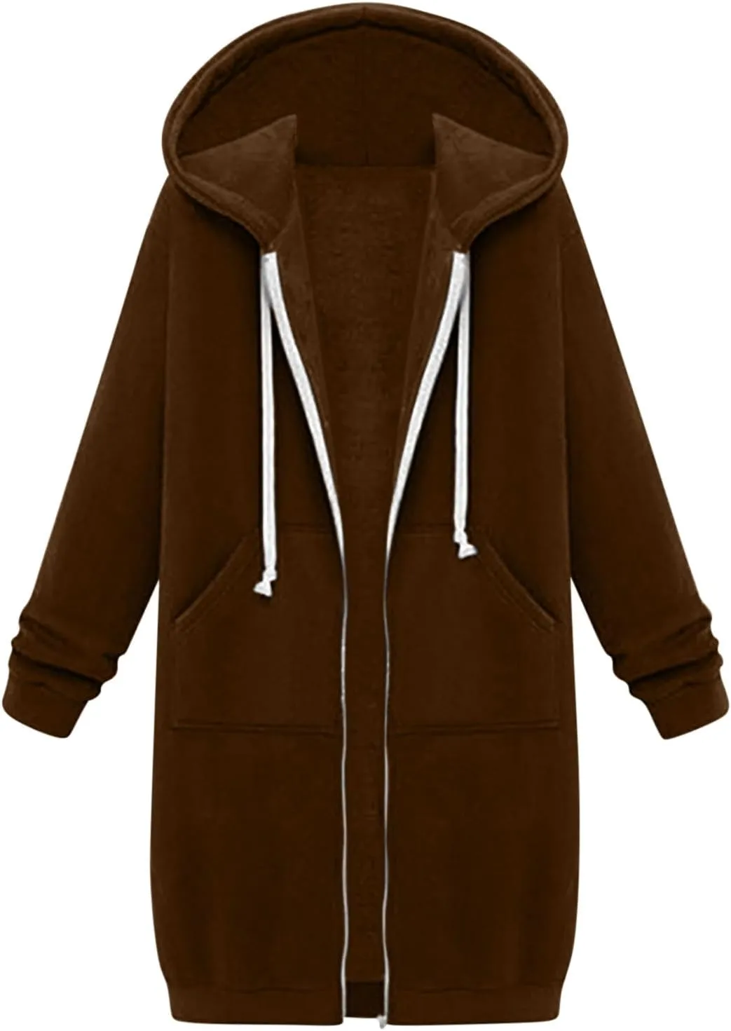 Ceboyel Womens Fall Long Sweatshirts 2023 Long Sleeve Drawstring Hoodies Full Zip Up Jackets Slouchy Fashion Outfits
