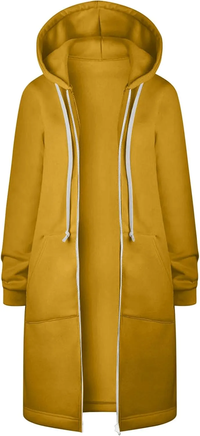 Ceboyel Womens Fall Long Sweatshirts 2023 Long Sleeve Drawstring Hoodies Full Zip Up Jackets Slouchy Fashion Outfits