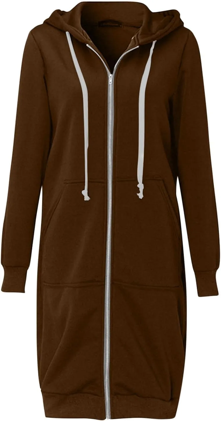Ceboyel Womens Fall Long Sweatshirts 2023 Long Sleeve Drawstring Hoodies Full Zip Up Jackets Slouchy Fashion Outfits