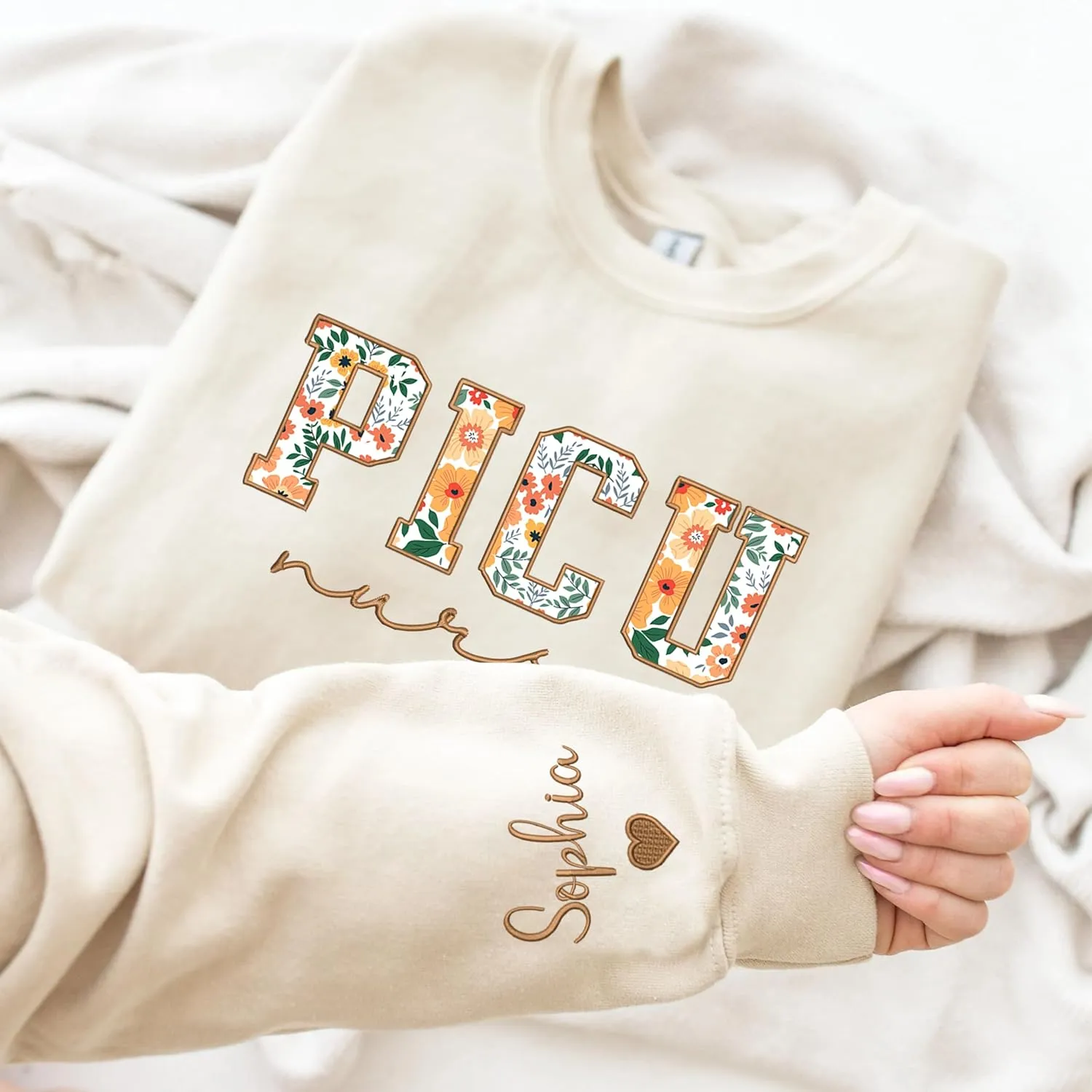 Chillever - Personalized Embroidered Nurse Sweatshirt, Custom Name Nurse Gifts RN LPN APRN CNA, Gift for Nurses Day