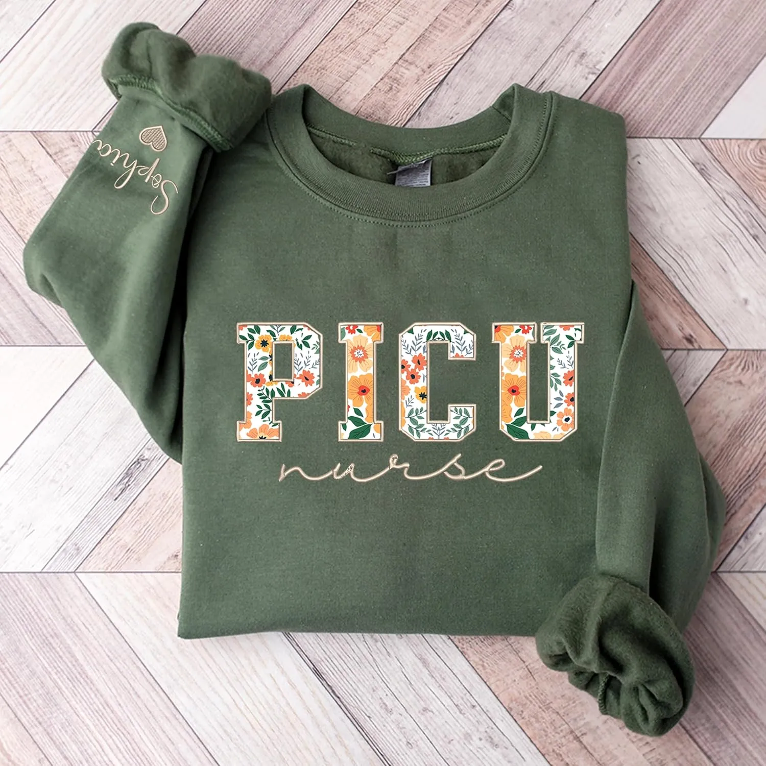 Chillever - Personalized Embroidered Nurse Sweatshirt, Custom Name Nurse Gifts RN LPN APRN CNA, Gift for Nurses Day