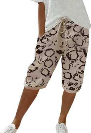 Cotton Linen Shorts White Linen Pants Women Linen Trousers for Women Knee Length Shorts Women Linen Drawstring Pocket