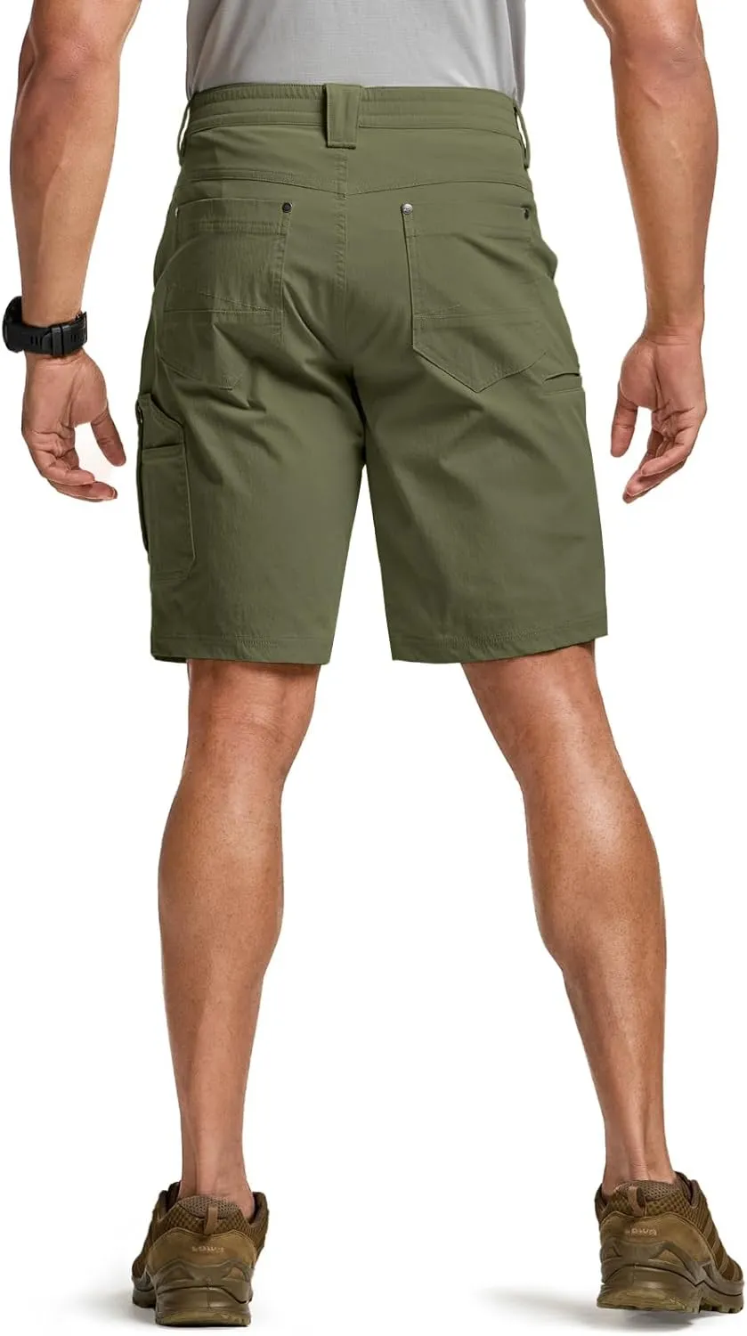CQR Men's Stretch Utility Shorts, Lightweight Quick Dry Casual Shorts, Hiking Golf Cargo Shorts with Zipper Pockets