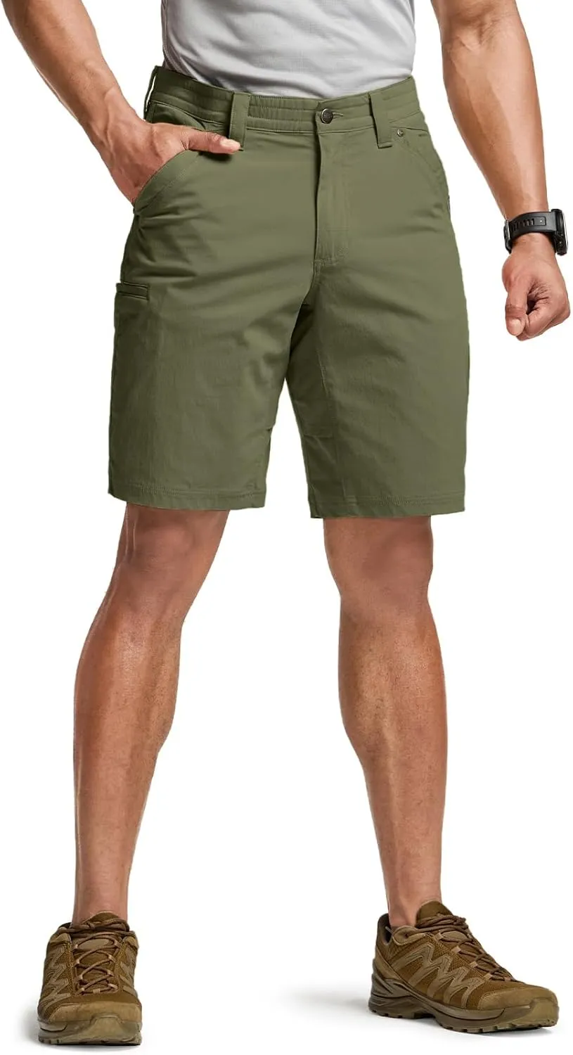 CQR Men's Stretch Utility Shorts, Lightweight Quick Dry Casual Shorts, Hiking Golf Cargo Shorts with Zipper Pockets