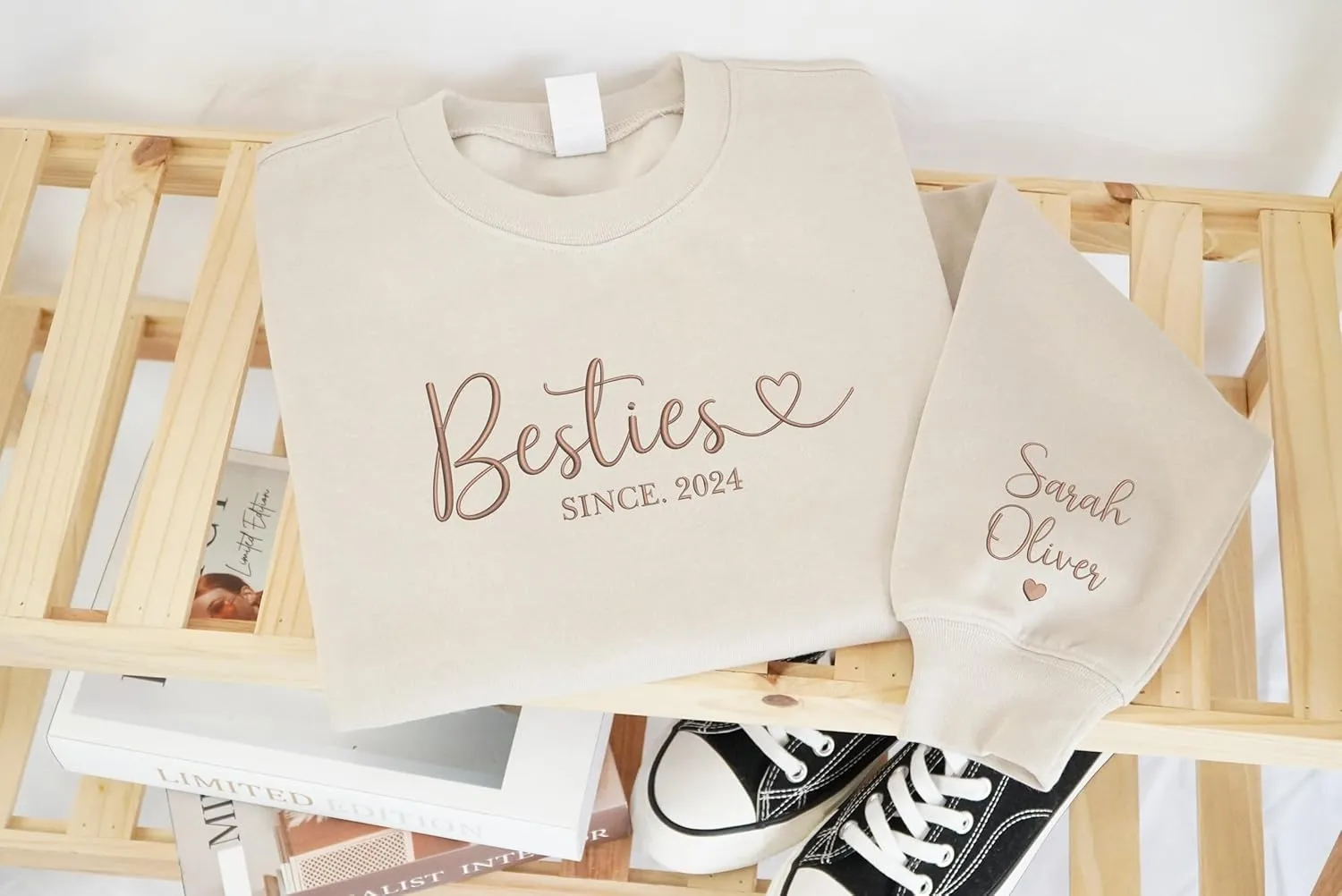 Custom Besties Embroiderd Shirt, Custom Photo Sweatshirt, BFF Sweater,BFF Tee Shirt